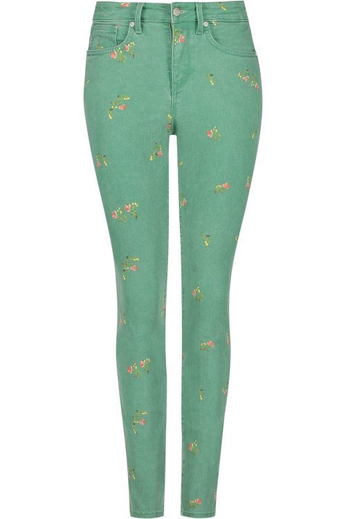 High-Waist Skinny-Jeans mit Blumenmuster