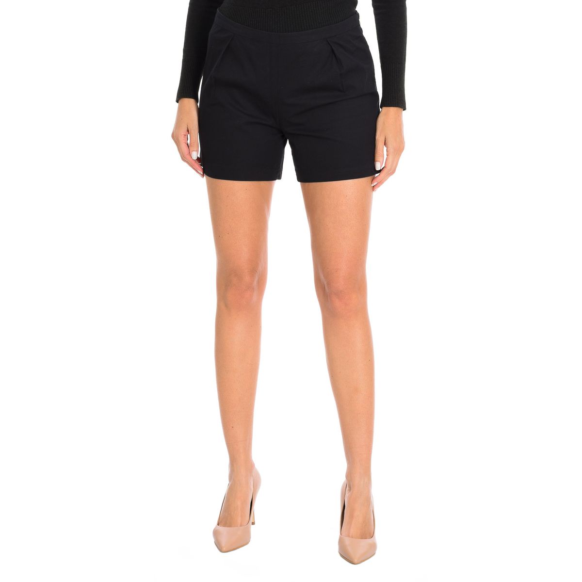 Taillierte Baumwollshorts mit Bundfalten