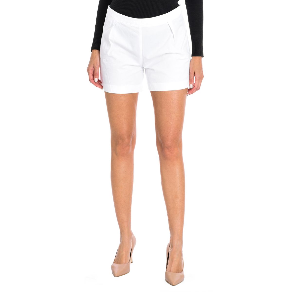 Taillierte Baumwollshorts mit Bundfalten