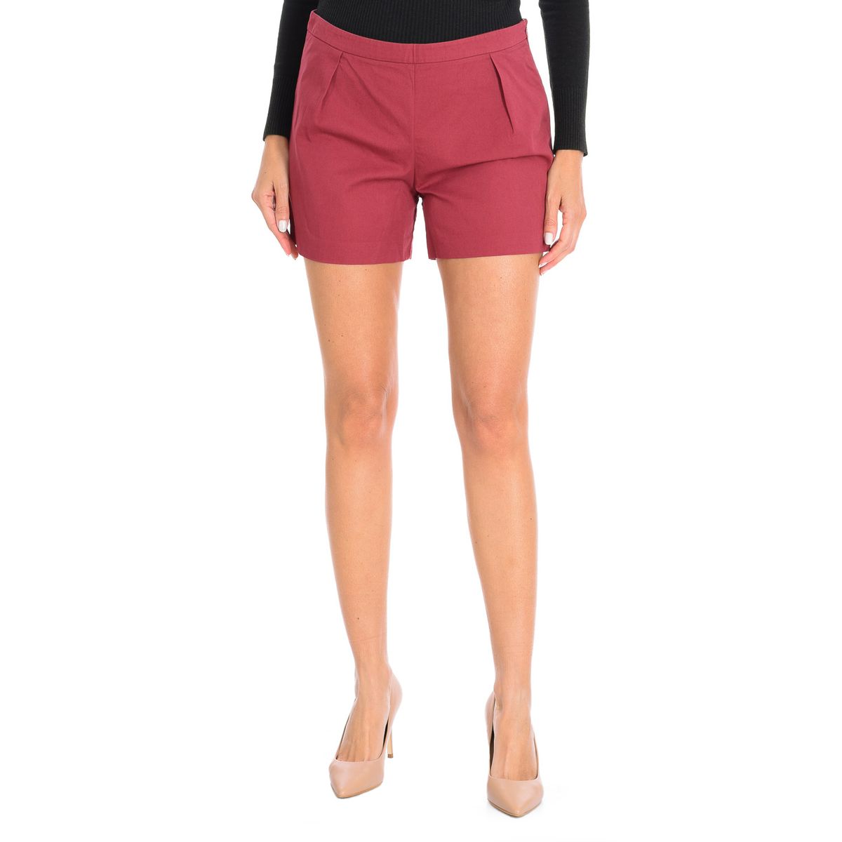 Taillierte Baumwollshorts mit Bundfalten