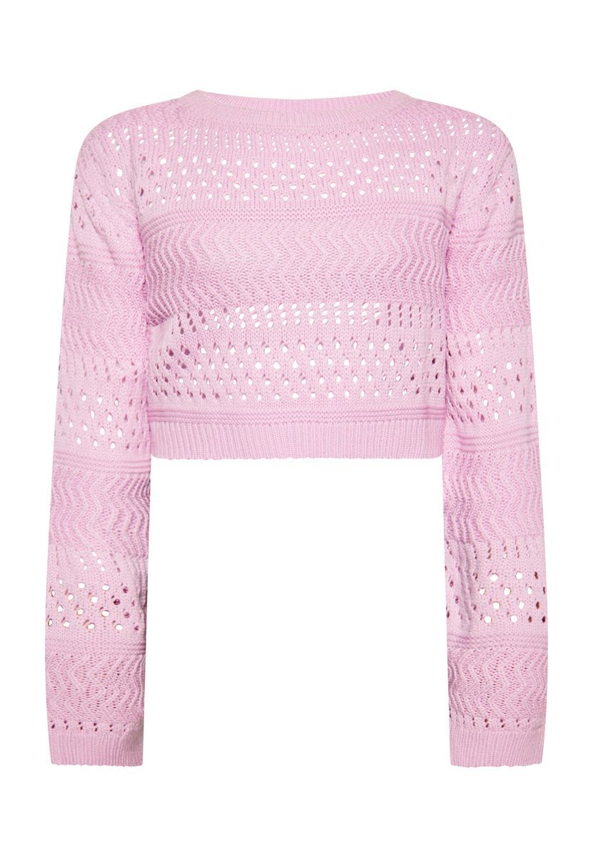 Kurzpullover mit strukturiertem Lochmuster