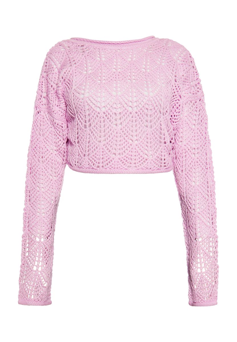Kurzpullover mit strukturiertem Lochmuster