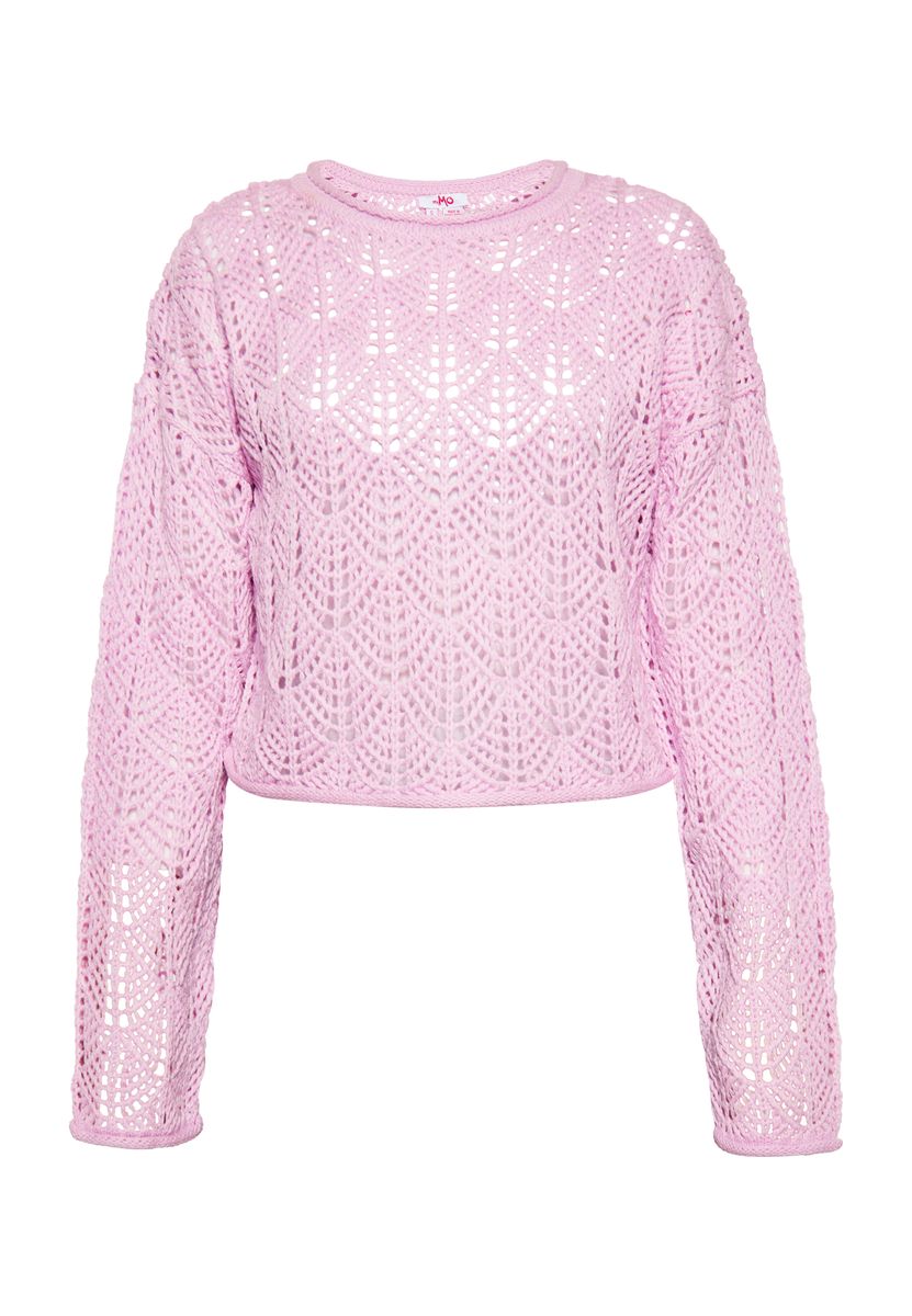 Kurzpullover mit strukturiertem Lochmuster