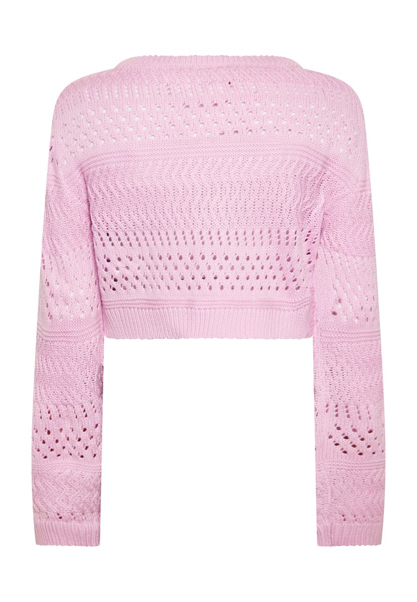 Kurzpullover mit strukturiertem Lochmuster