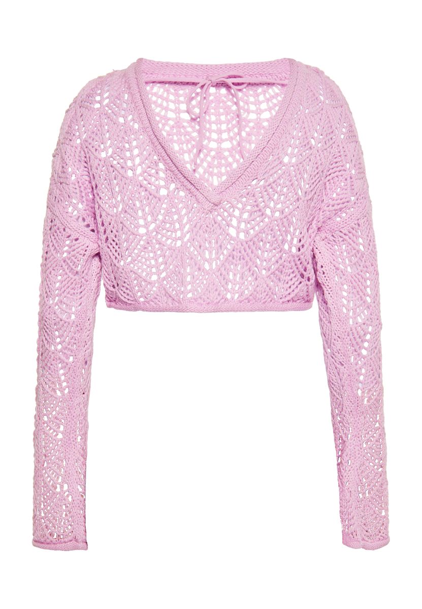 Kurzpullover mit strukturiertem Lochmuster