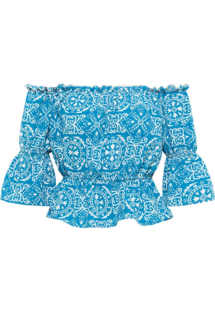 Schulterfreie Bluse mit Paisley-Muster