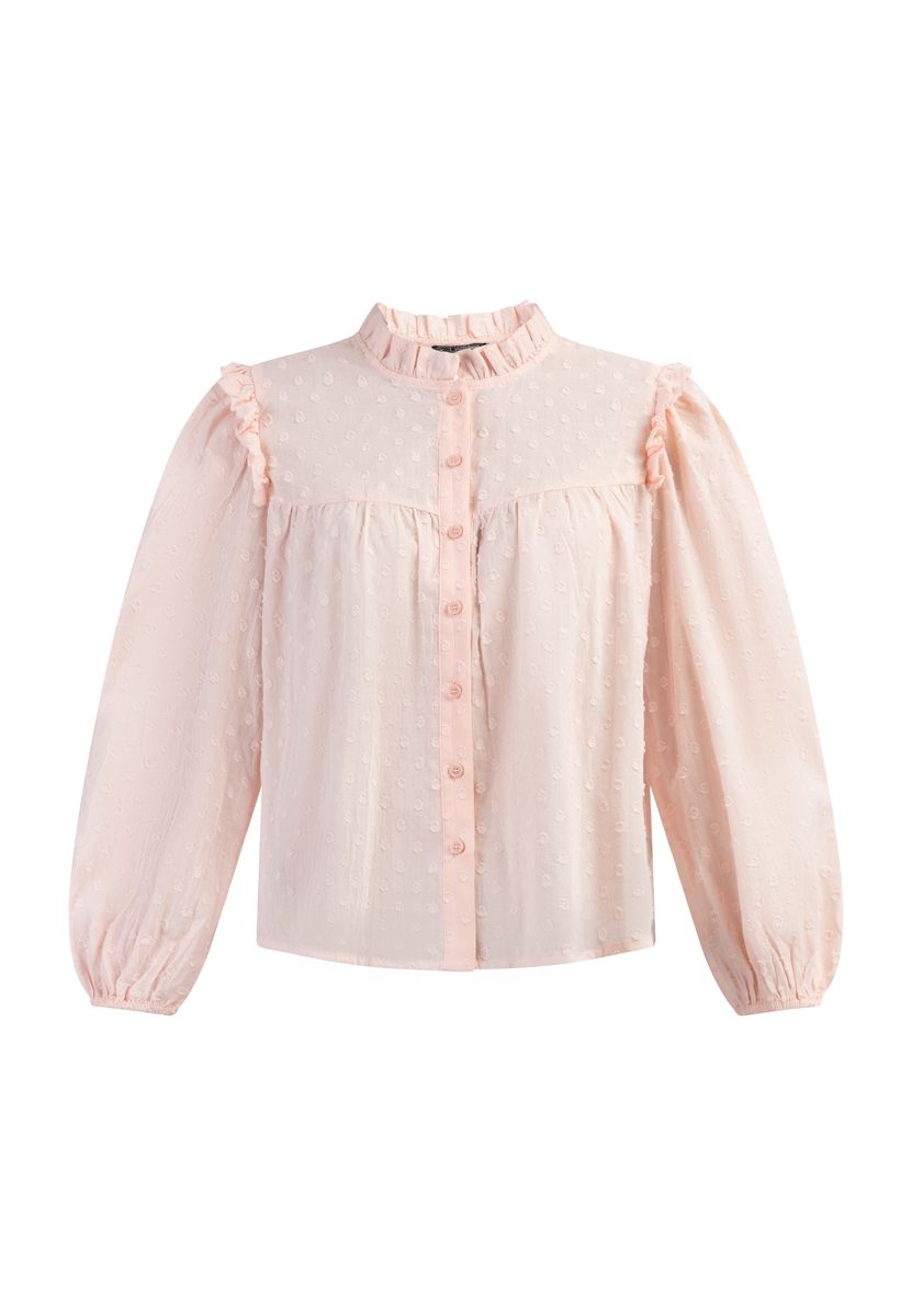 Romantische Punkte-Bluse mit Rüschen