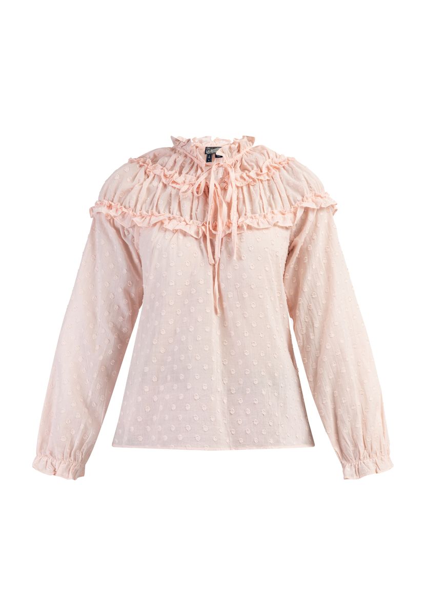 Romantische Punkte-Bluse mit Rüschen