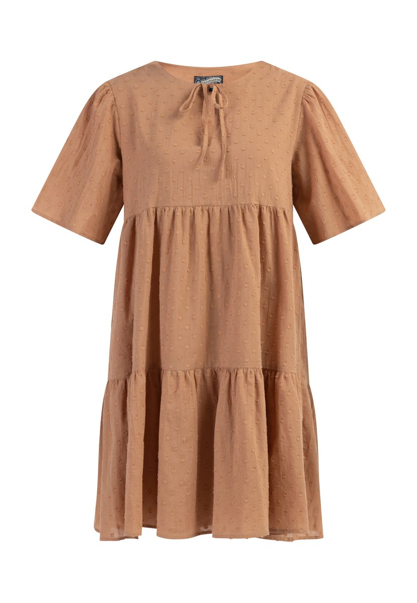 Gestuftes Baumwollkleid mit Strukturpunkten