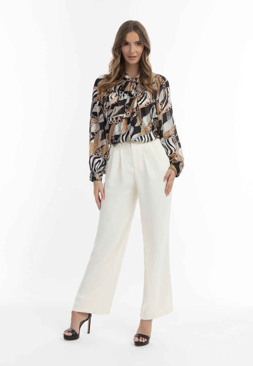 Elegante Schluppenbluse mit Kettenprint