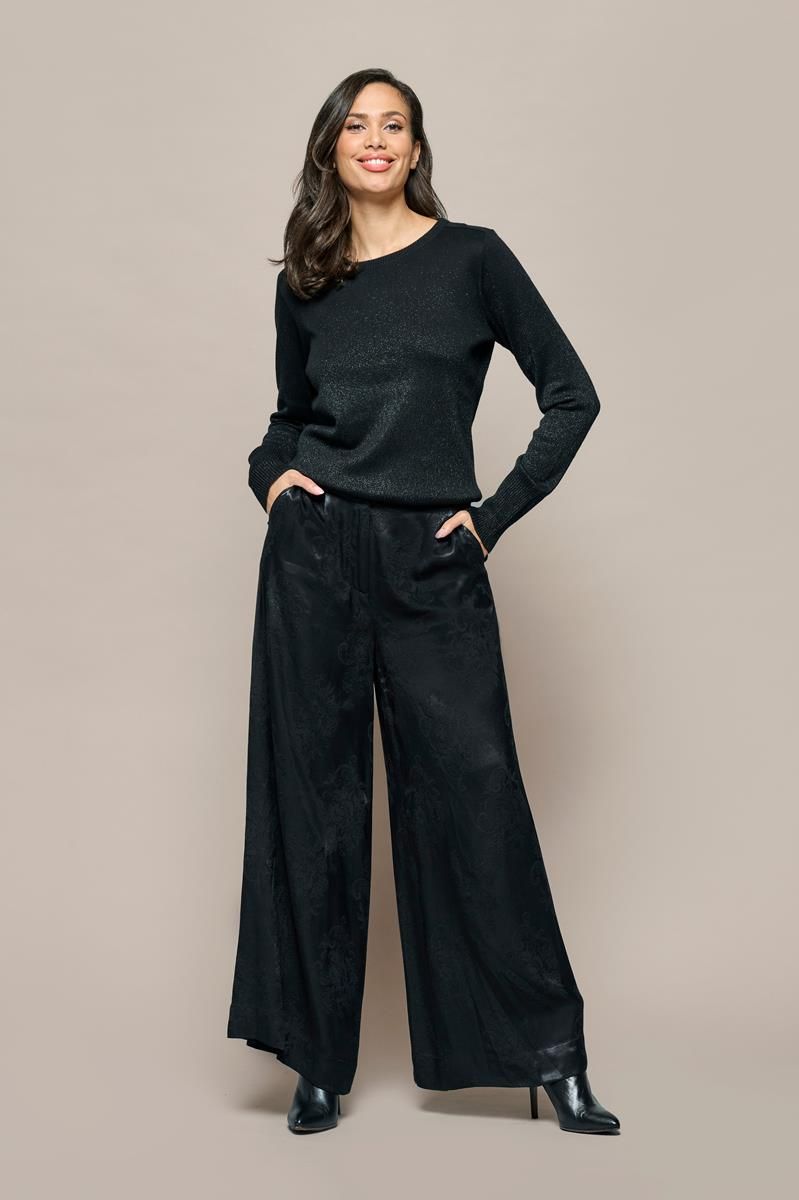 Weite Hose mit Blumen-Jacquard