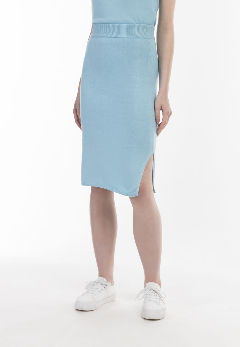 Weicher Strick-Midi mit Seitenschlitz