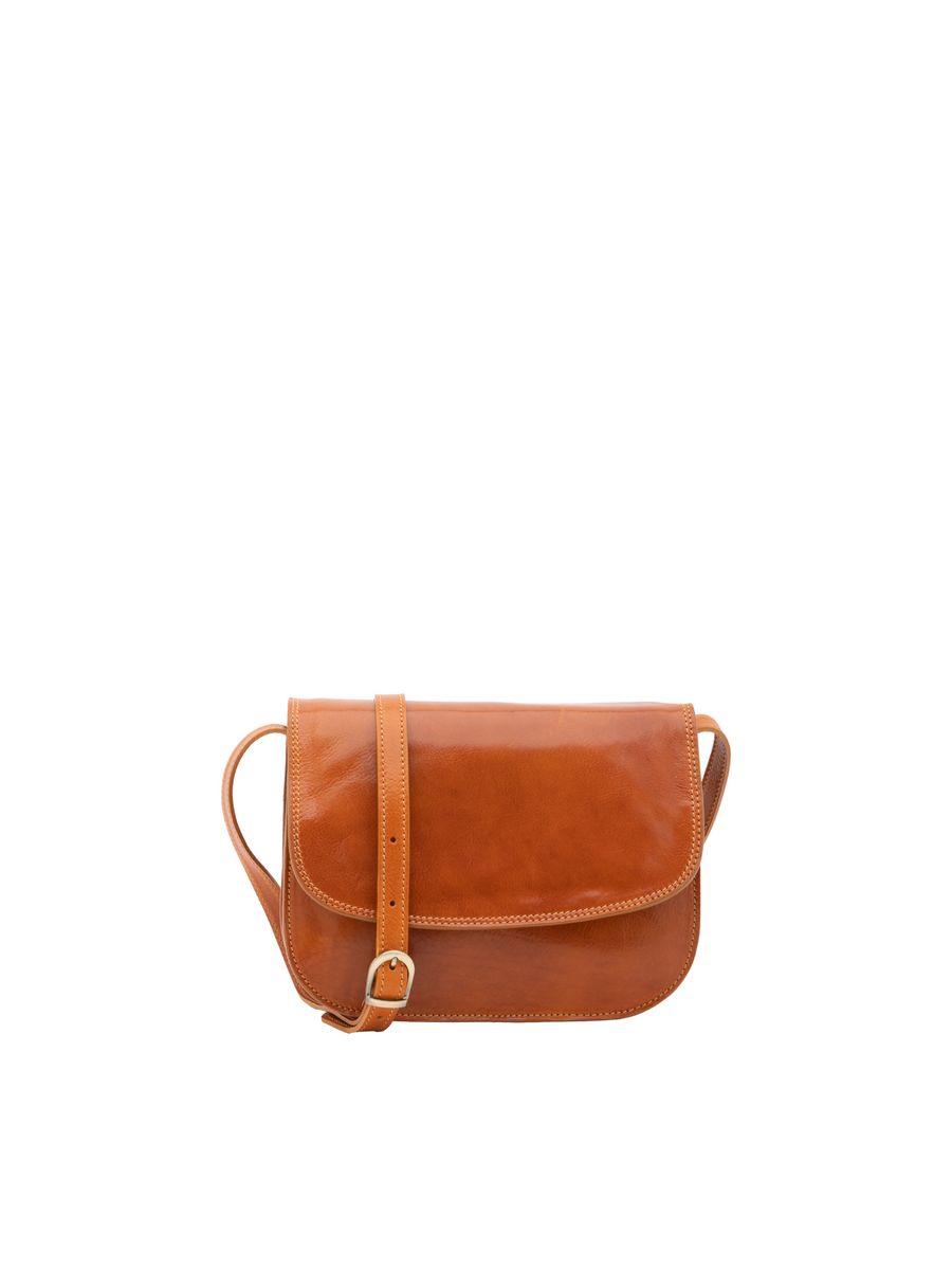 Klassische Leder-Umhängetasche mit Klappe