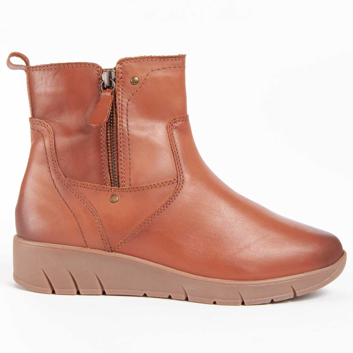 Klassische Lederstiefeletten mit Reißverschluss