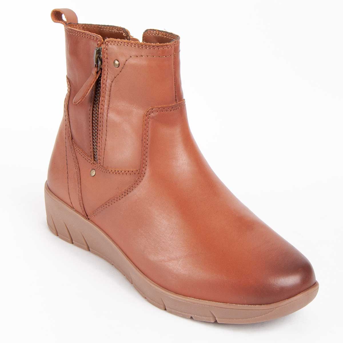 Klassische Lederstiefeletten mit Reißverschluss