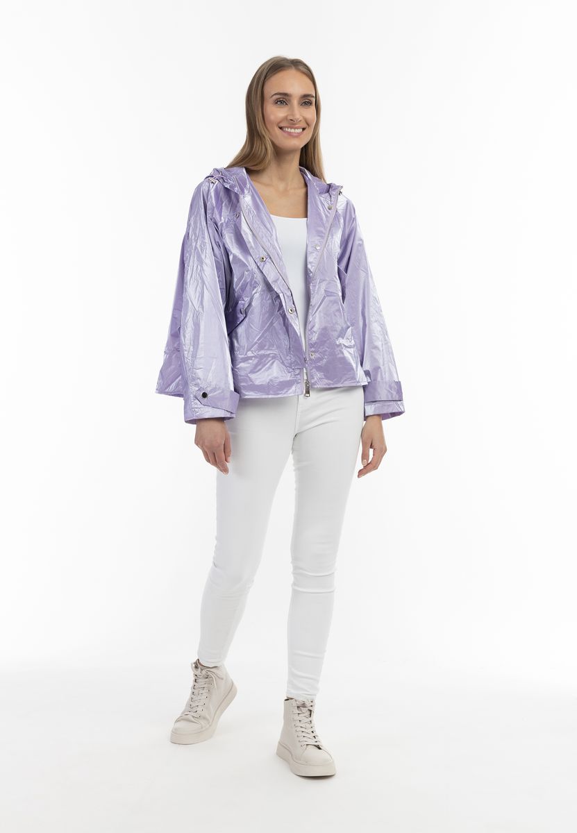Leichte Metallic-Übergangsjacke mit Kapuze