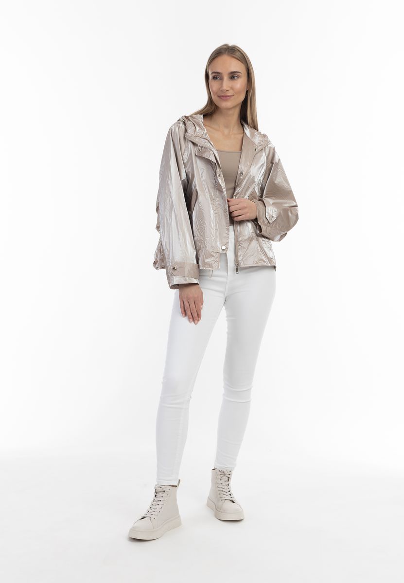 Leichte Metallic-Übergangsjacke mit Kapuze