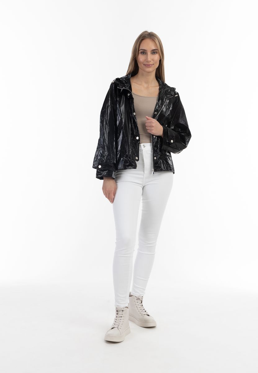Leichte Metallic-Übergangsjacke mit Kapuze