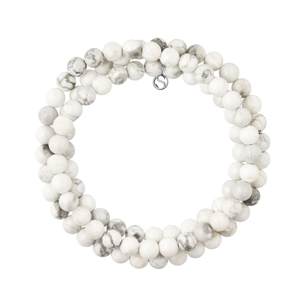 Dreireihiges Armband aus weißem Howlith