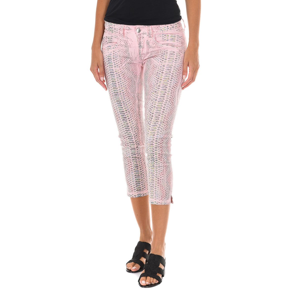 Caprihose mit Schlangenmuster aus Baumwolle