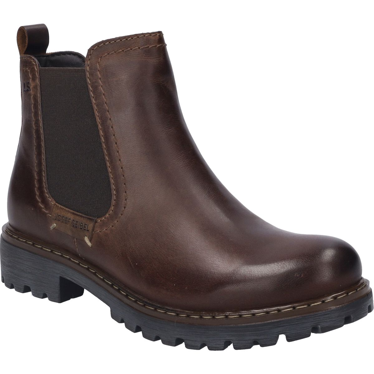 Klassische Lederstiefeletten mit Profilsohle
