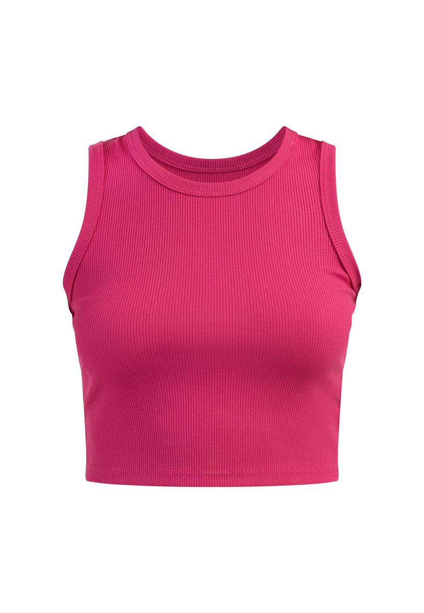 Geripptes Figurbetontes Crop Tank-Top
