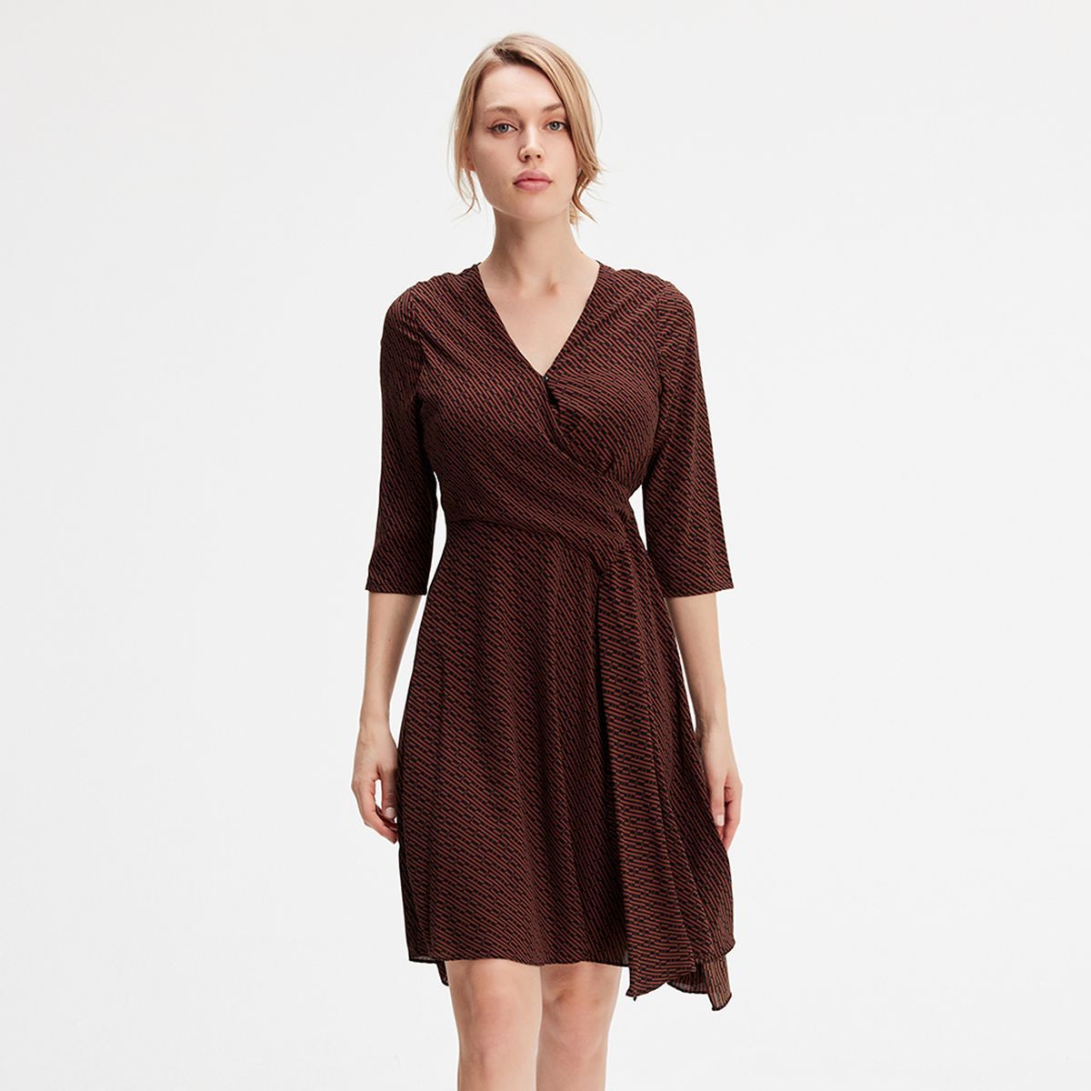 Drapiertes Skaterkleid mit Grafik-Print