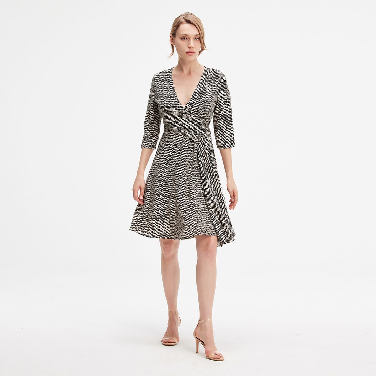 Drapiertes Skaterkleid mit Grafik-Print