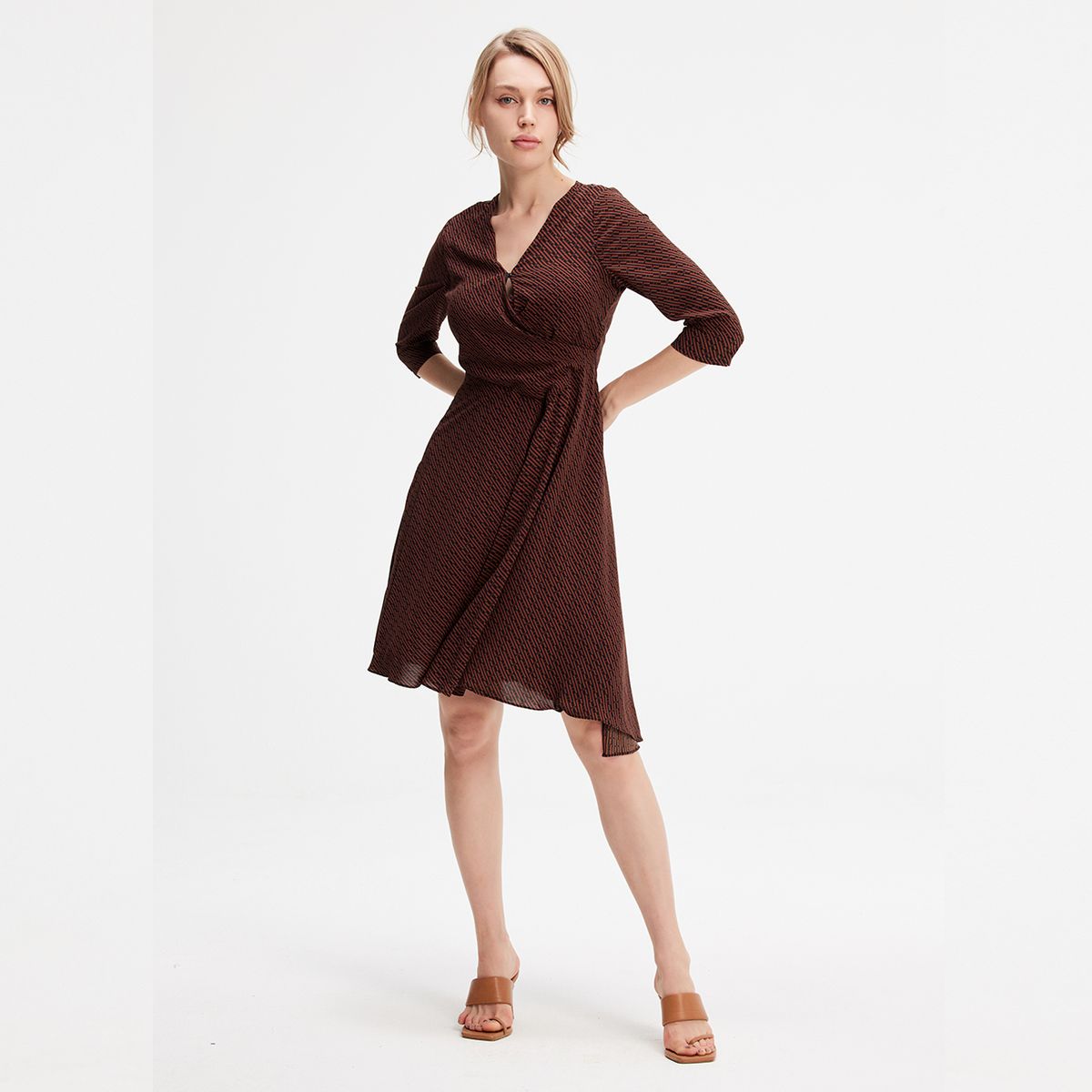 Drapiertes Skaterkleid mit Grafik-Print