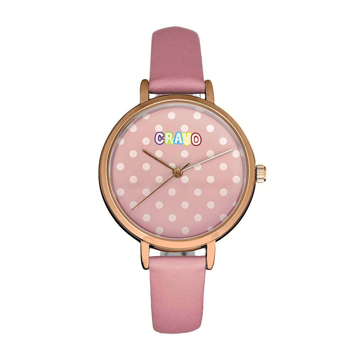 Polka-Dot-Armbanduhr mit Lederarmband