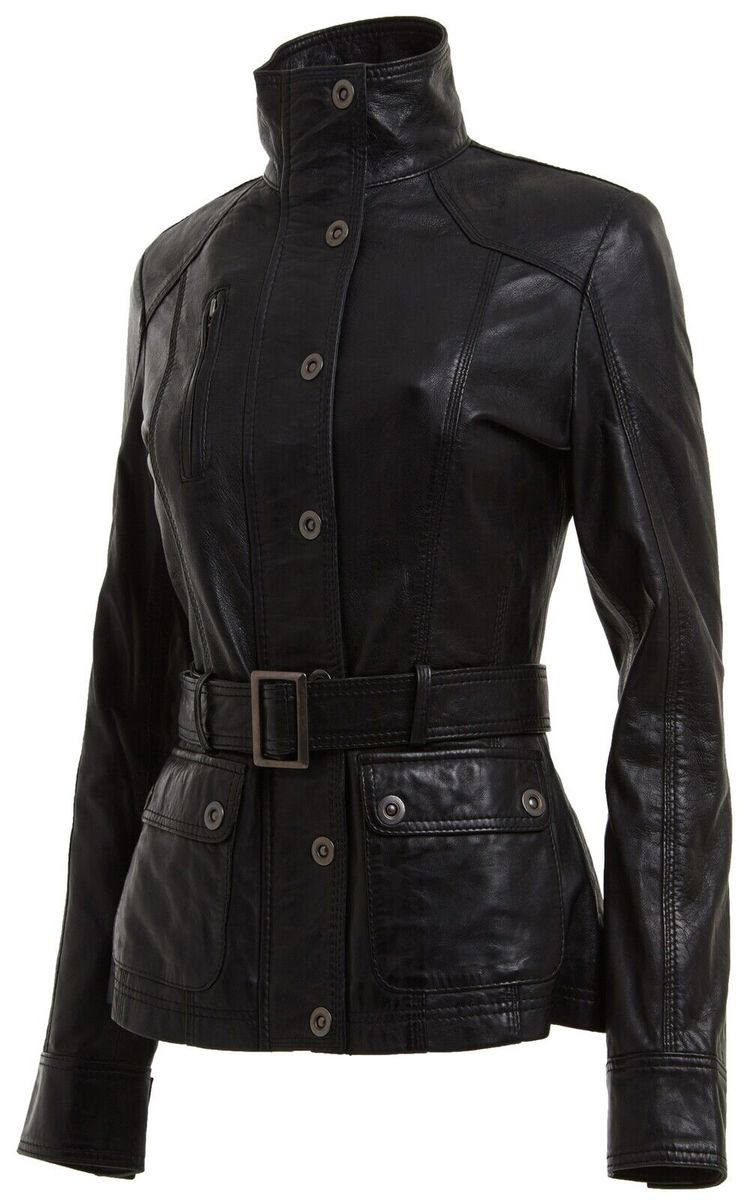 Tailleierte Lederjacke im Militär-Stil