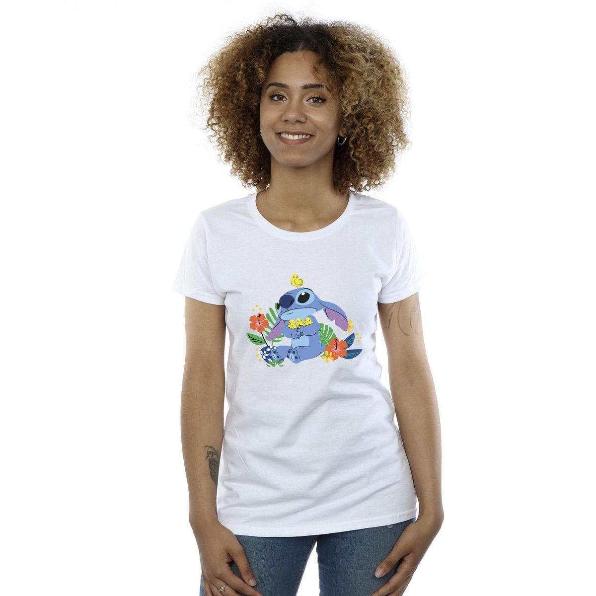 T-Shirt mit Stitch und Vögeln