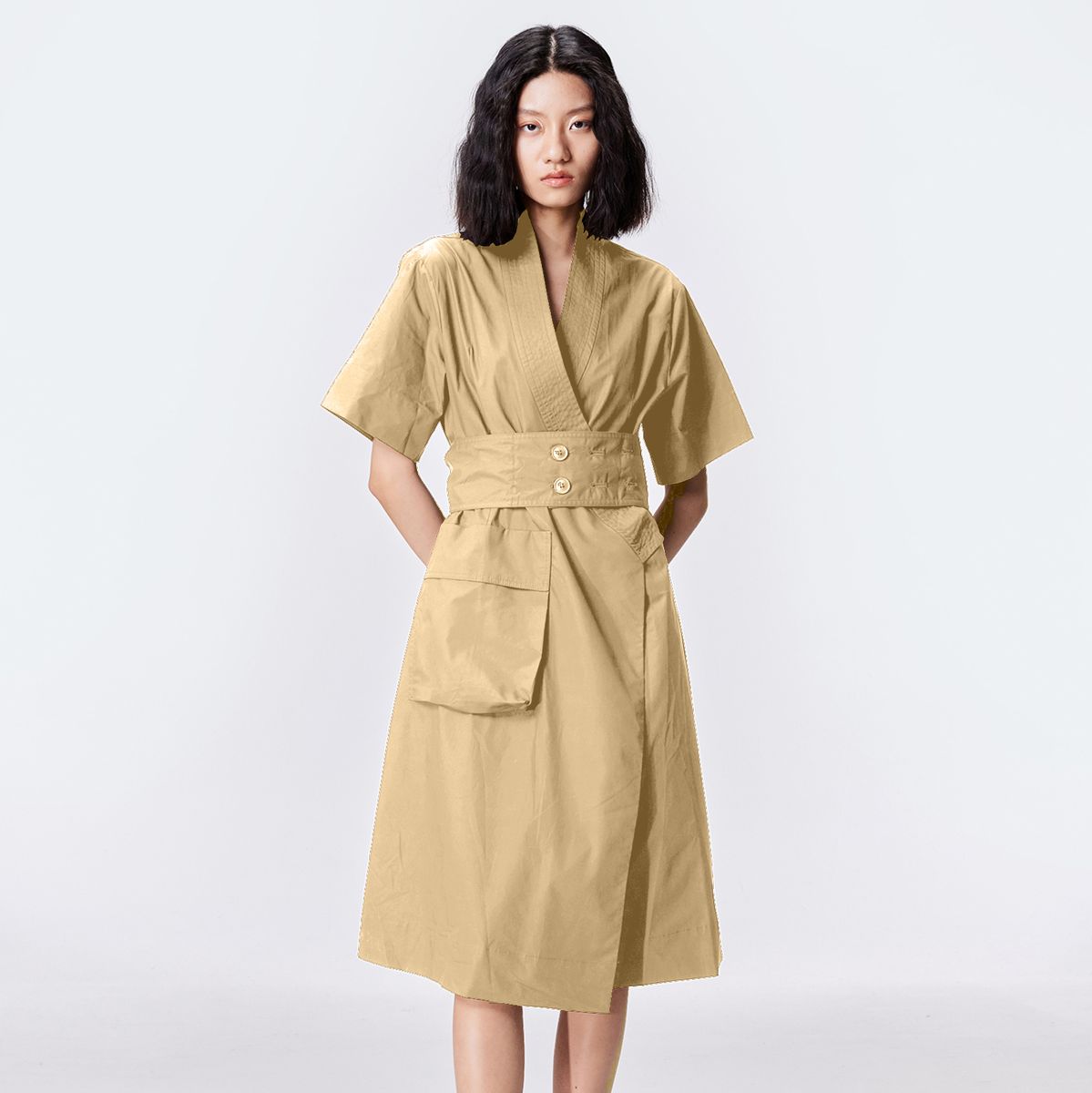 Midi-Wickelkleid im Kimono-Stil