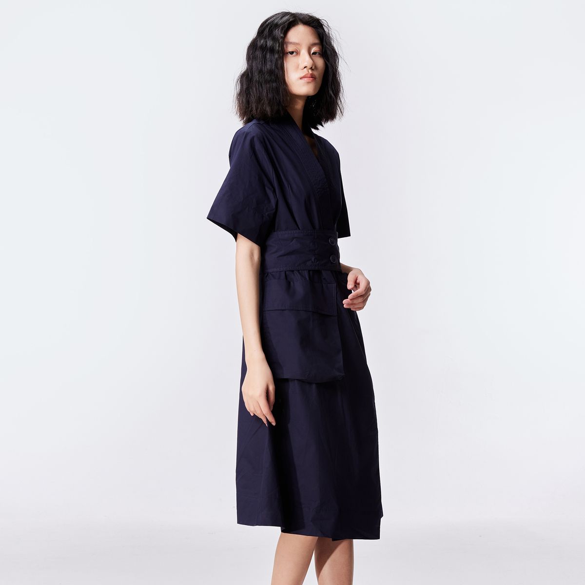 Midi-Wickelkleid im Kimono-Stil