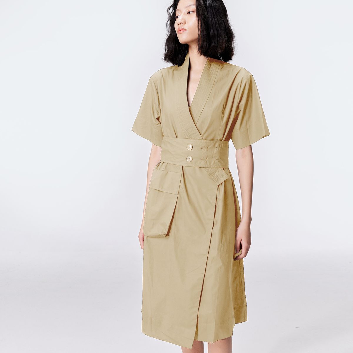 Midi-Wickelkleid im Kimono-Stil