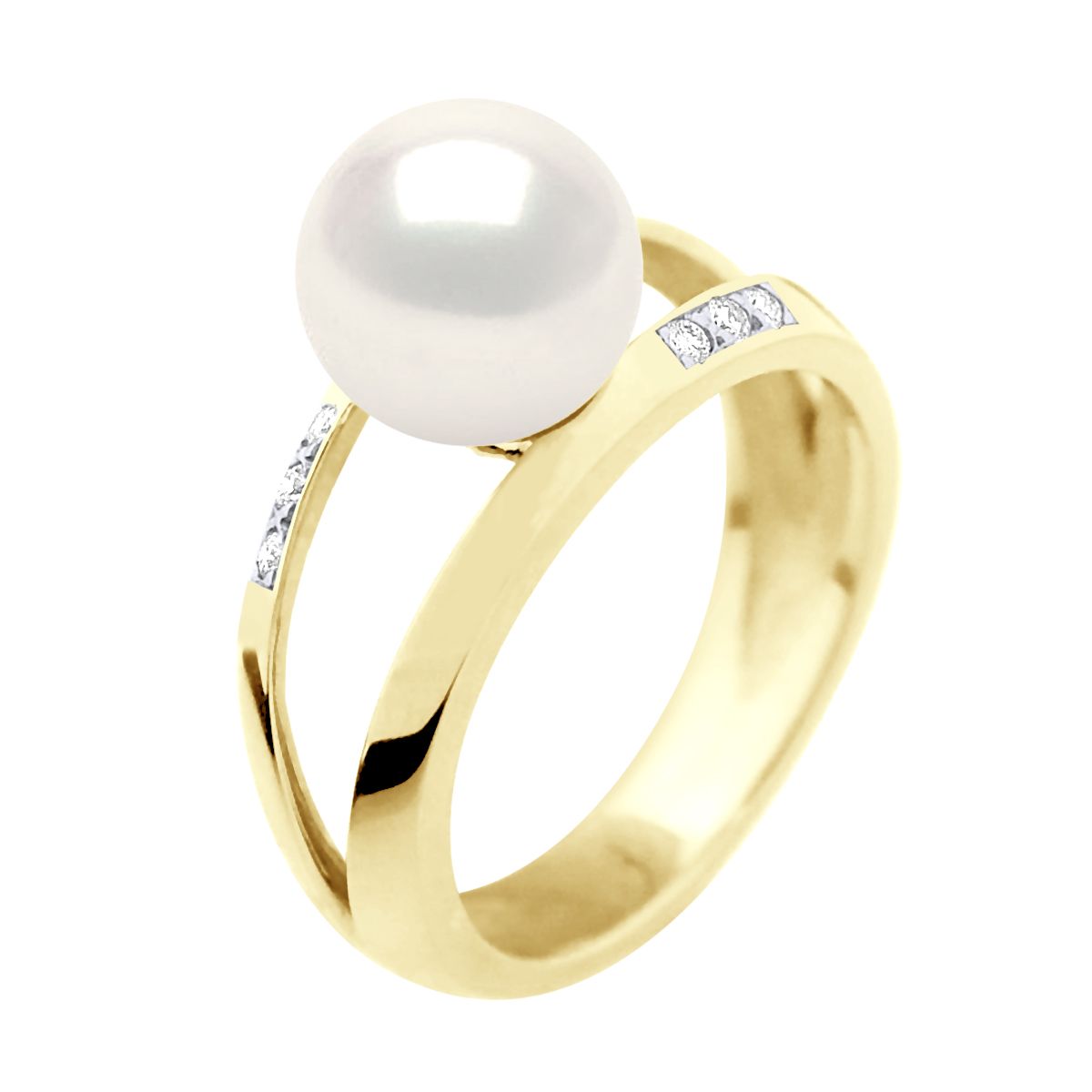 Eleganter Goldring mit Perle und Diamanten