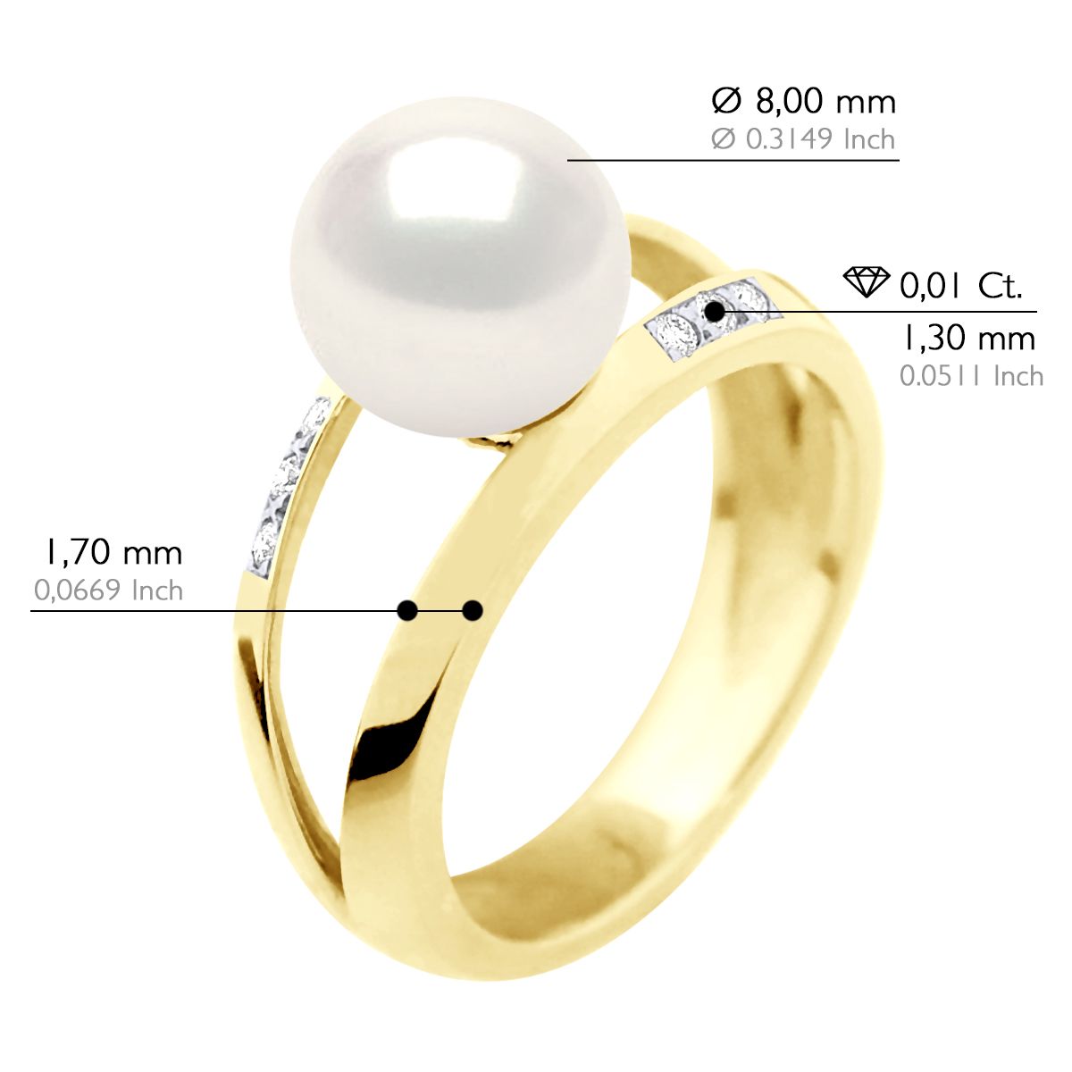 Eleganter Goldring mit Perle und Diamanten