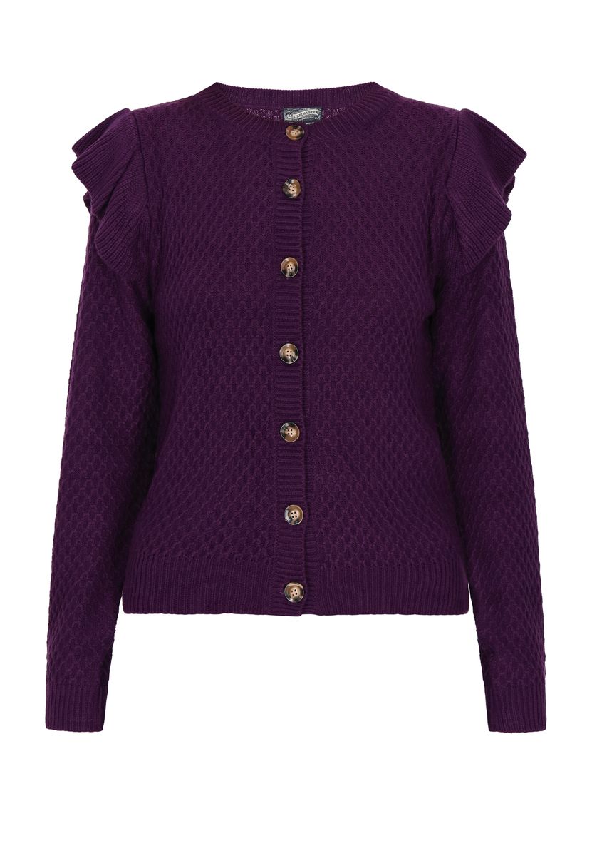 Strukturierter Cardigan mit Rüschenschulter