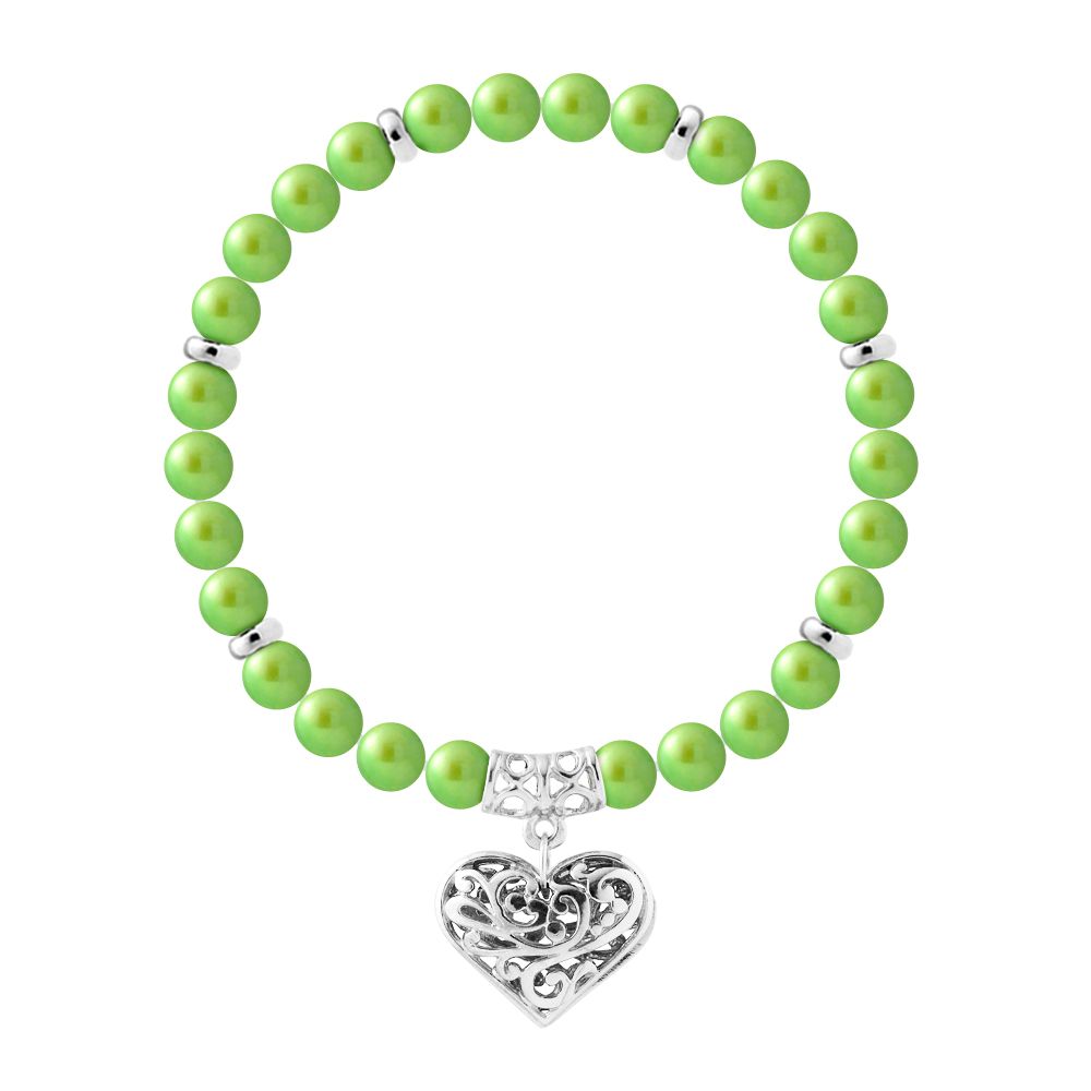 Süßwasserperlen-Armband mit silbernem Herz