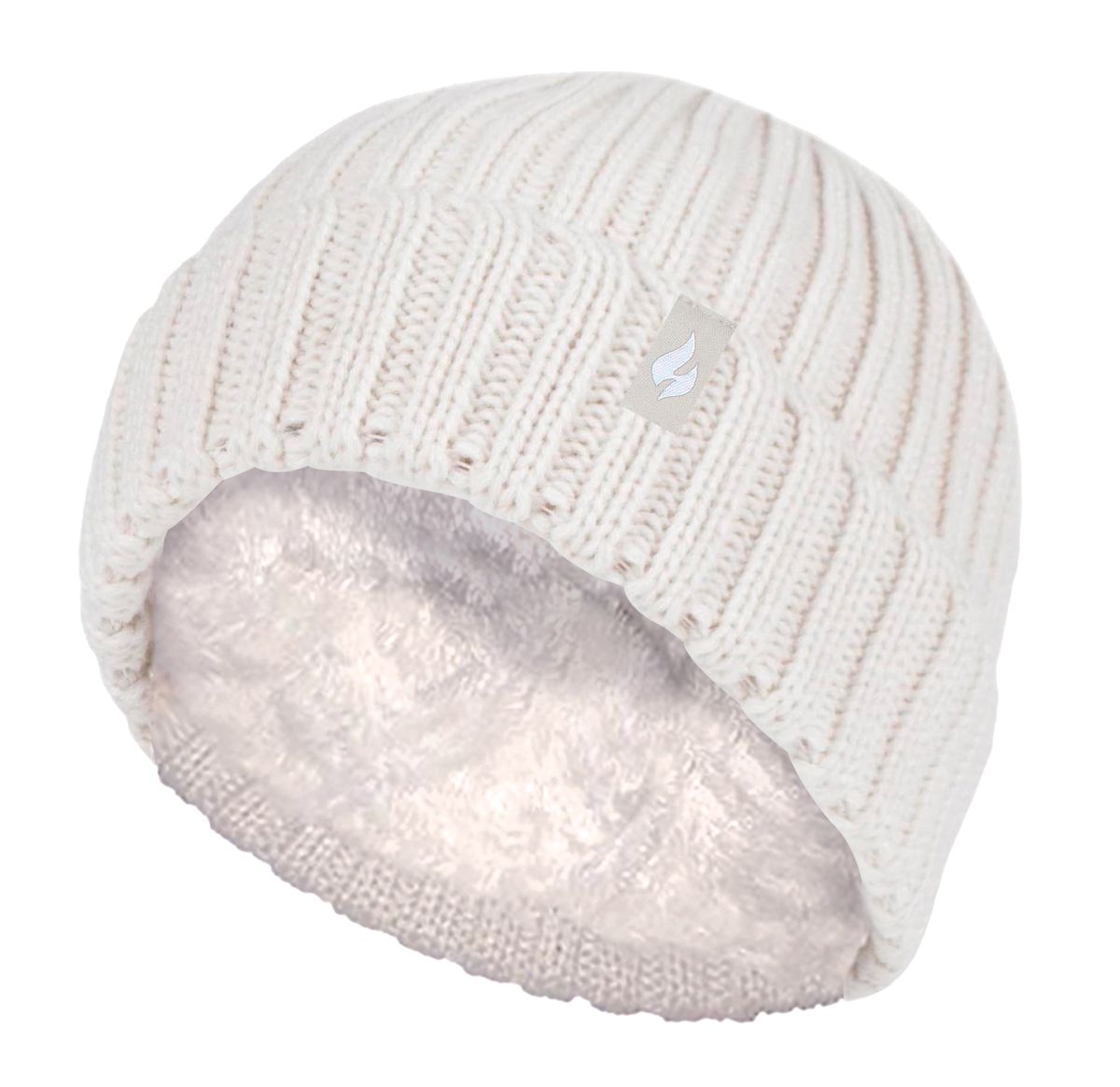 Gerippte Thermo-Beanie mit Umschlag