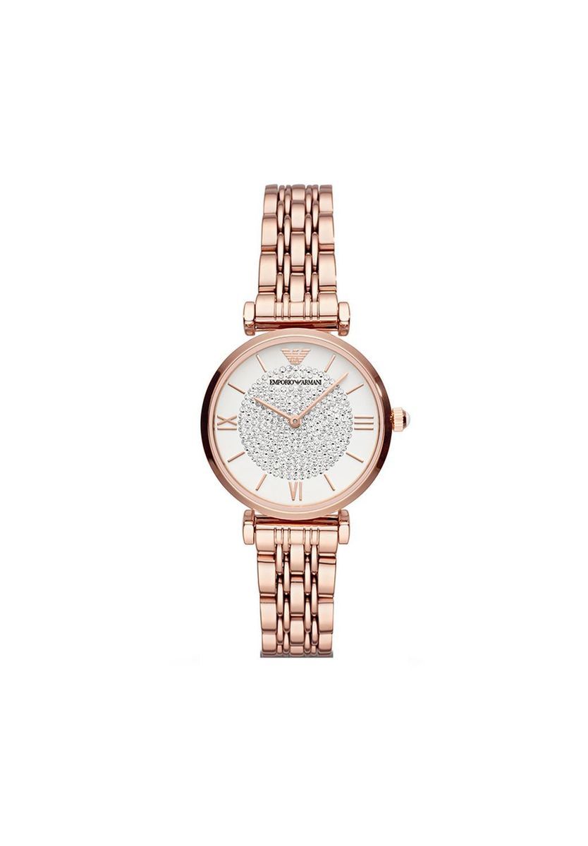 Elegante Roségold-Uhr mit Schmuckstein-Verzierung