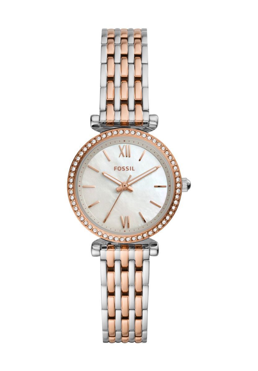 Elegante Bicolor-Uhr mit Kristal-Lünette