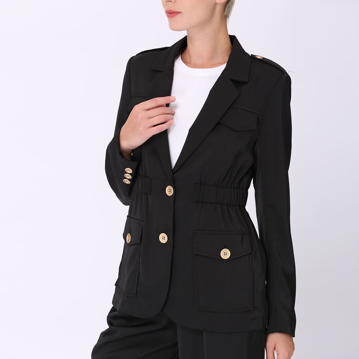 Safari-Blazer mit geraffter Taille