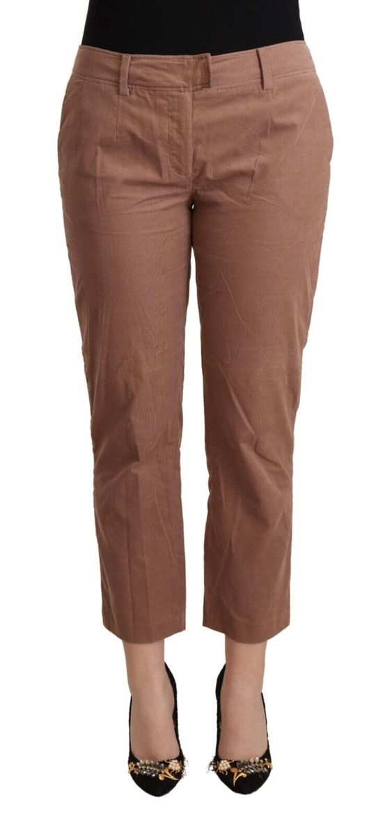 Schmal geschnittene verkürzte Baumwollhose