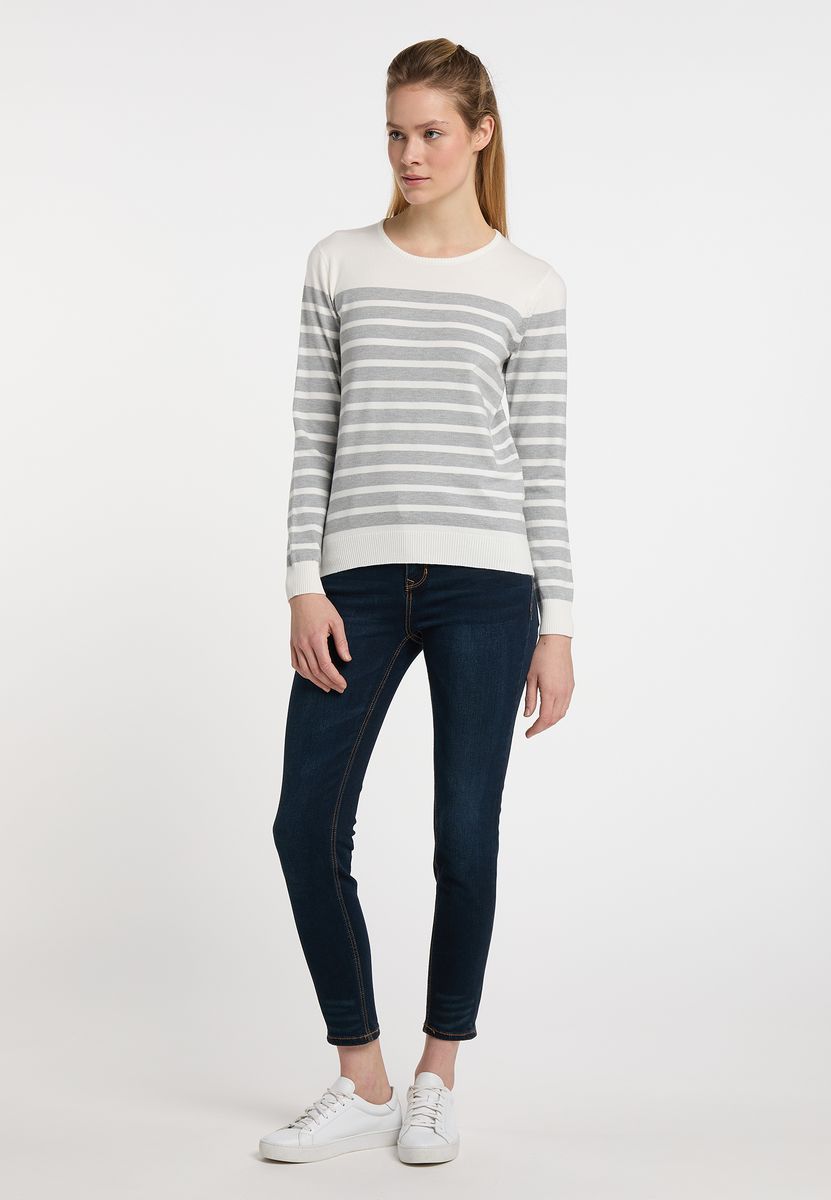 Klassischer gestreifter Rundhals-Strickpullover