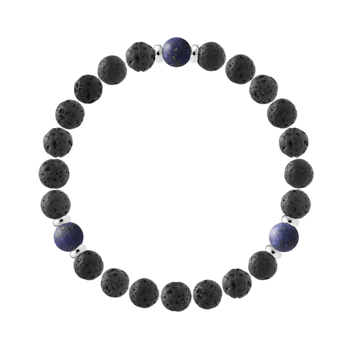 Strukturiertes Lavastein-Perlenarmband