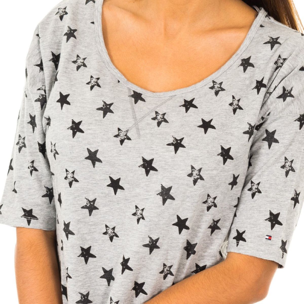 T-Shirt mit Sternendruck und 3/4-Ärmeln