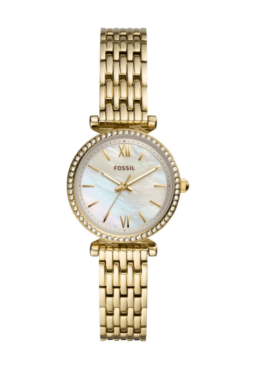 Elegante Perlmutt-Uhr mit Schmuckstein-Lünette