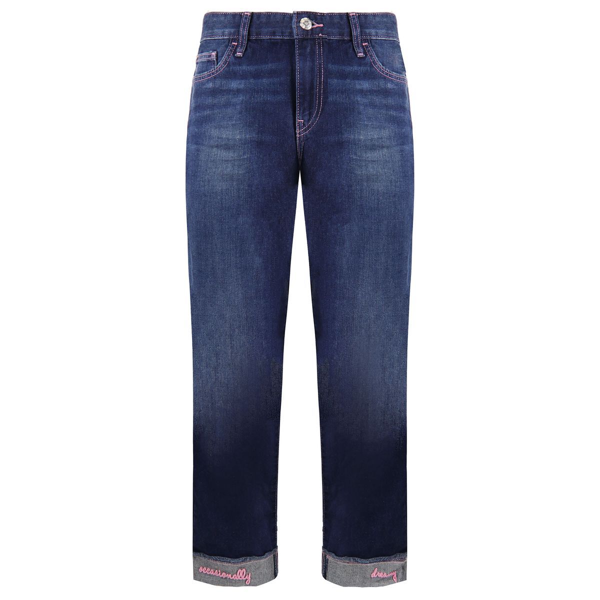 Slim-Fit Indigo-Jeans mit Umschlag