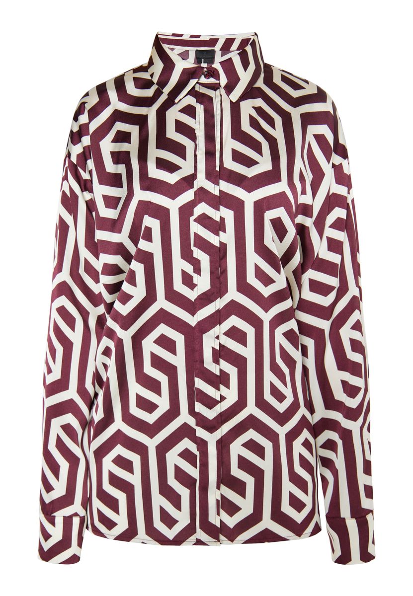 Satinbluse mit geometrischem Muster